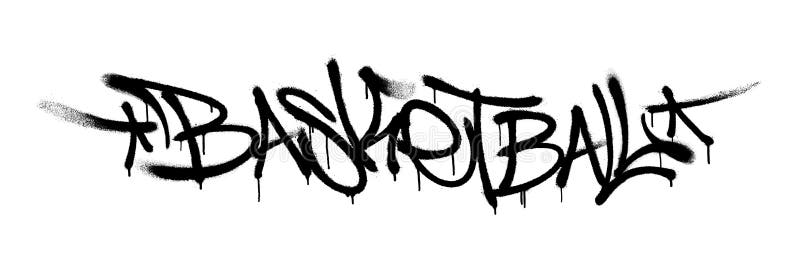 Sprayed Basketball Font Graffiti with Overspray in Black Over White ...