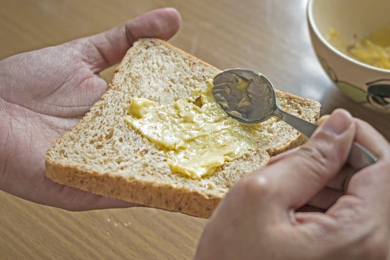 Spread Garlic Butter on Whole Wheat Stock Image Image of grain, fresh