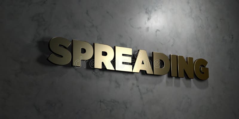 Spreading Gold Text On Black Background 3d Rendered Royalty Free