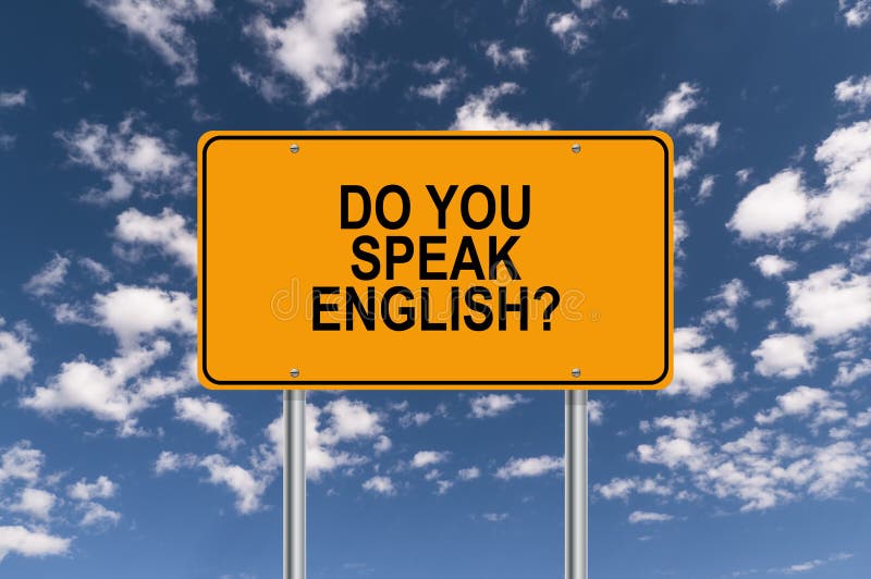 Sprechen Sie Englisch? WolkensatzwortSprachschule Frau Auf Weißem