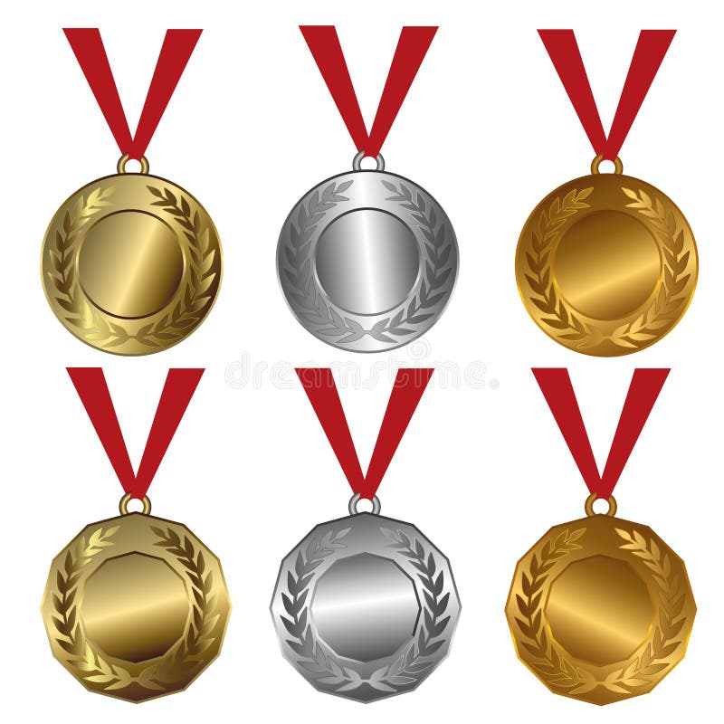 Sprechen Sie Medaillen Gold, Silber- und Bronzedichtungen oder Medaillen zu lizenzfreie abbildung Sprechen Sie Medaillen Gold, Silber- und Bronzedichtungen oder Medaillen zu lizenzfreie abbildung