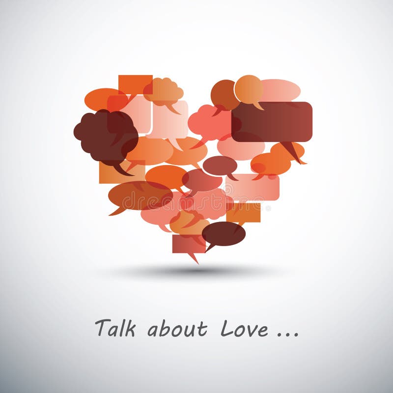 Sprechen Sie über Liebe - das Herz, das von den Sprache-Blasen gemacht wird