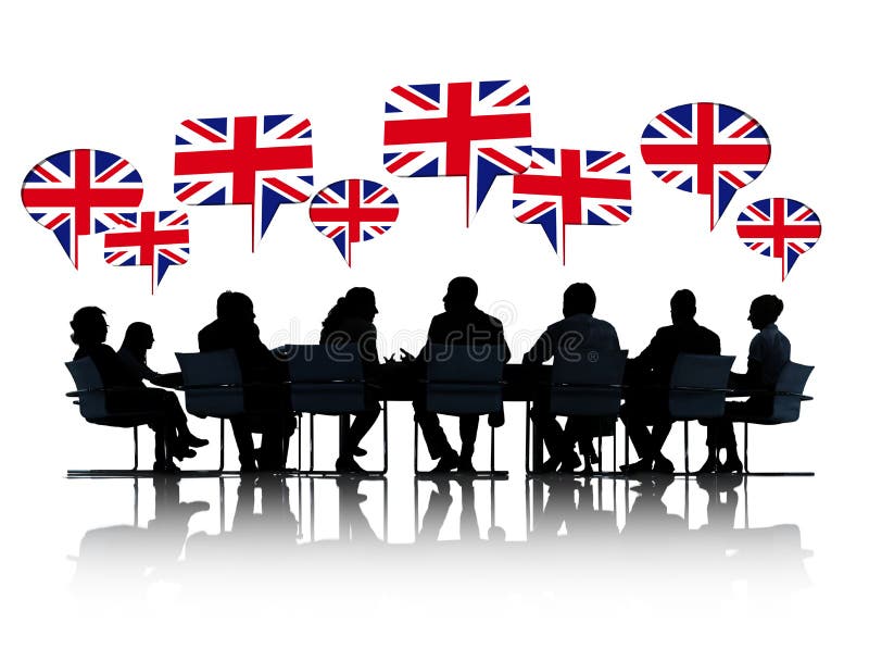 Sprechende britische Geschäftsleute Schattenbild- stockfoto Sprechende britische Geschäftsleute Schattenbild- stockfoto
