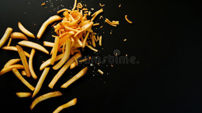 Sprida fransfrites på svart royaltyfri bild