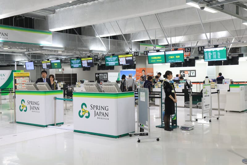 Spring Airline check in counter Narita Airport Japan royalty free stock images Spring Airline check in counter Narita Airport Japan royalty free stock images