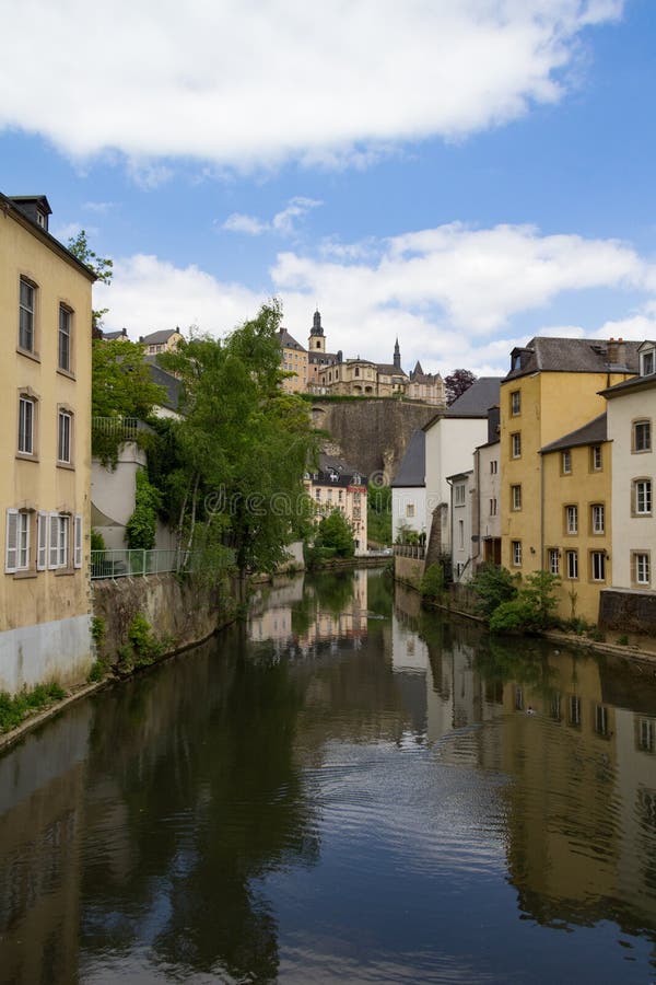 Spring Alzette River Scene in Luxembourg from Rue Munster Stock Photo ...