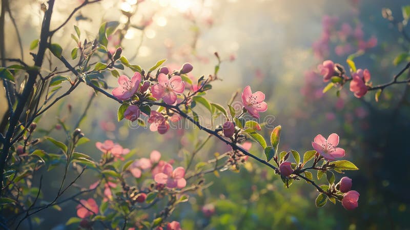 Spring Awakening: Captue the first signs of spring with blooming flowers, green leaves royalty free stock images