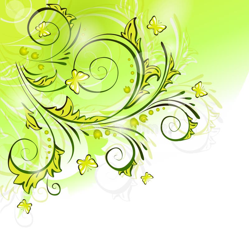 Light spring background with butterflies. A vector.