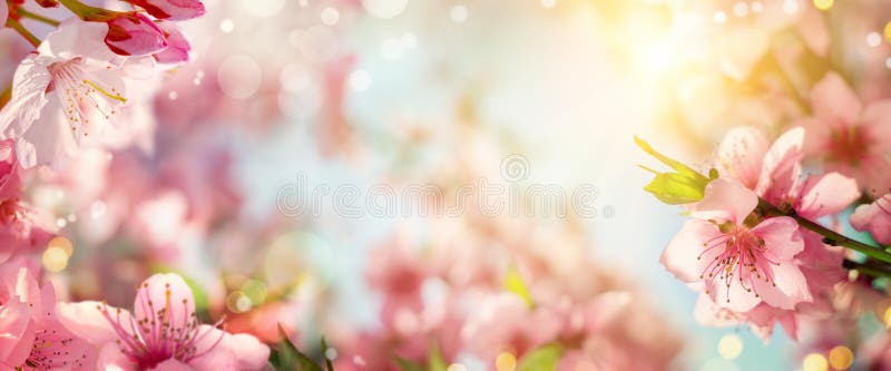 Spring background with beautiful cherry blossoms