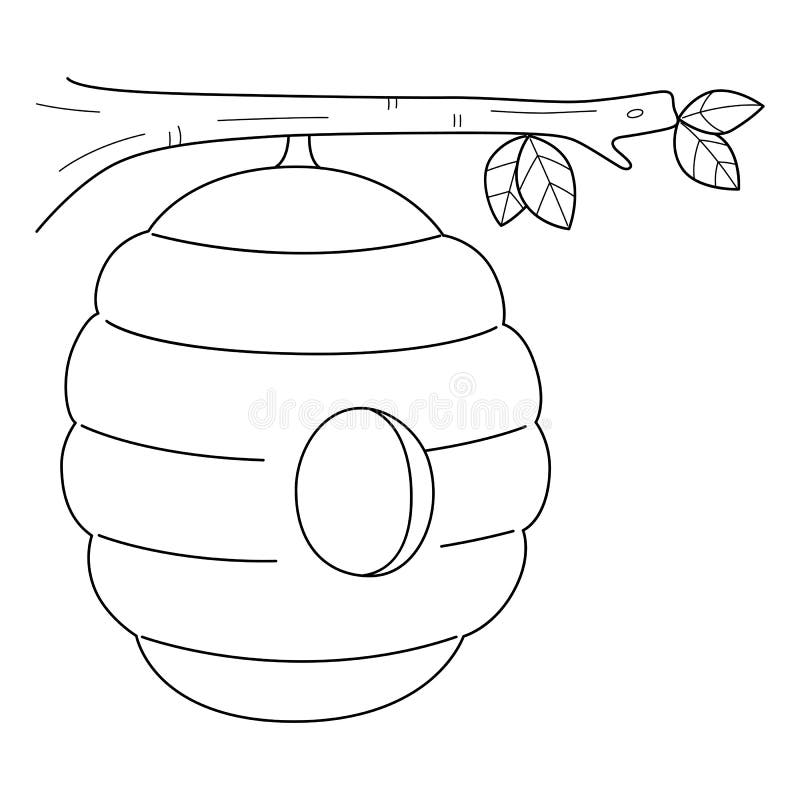 Spring Beehive Isolated Coloring Page for Kids Stock Vector