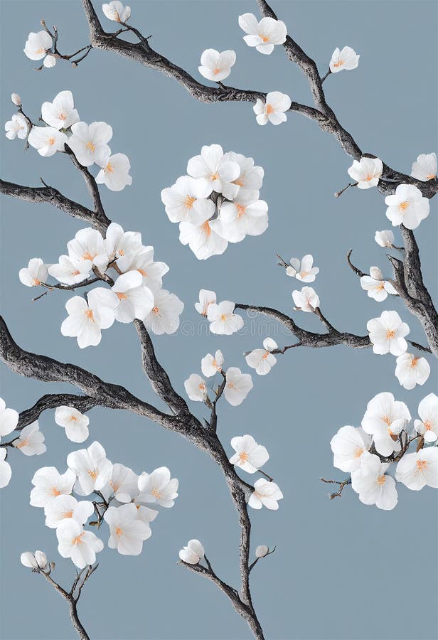 Spring blooming fruit tree branches royalty free illustration