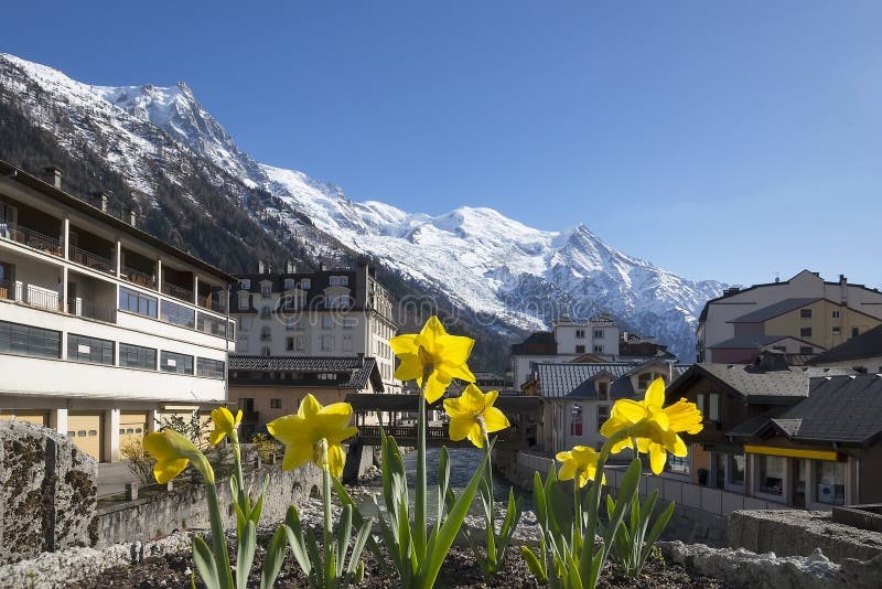 Spring in Chamonix Mont Blanc stock photo