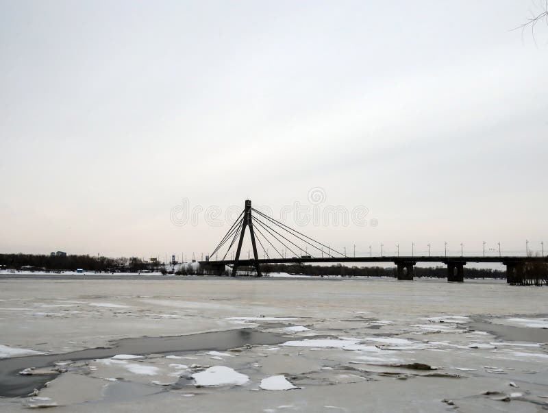 Spring city in the snow stock images