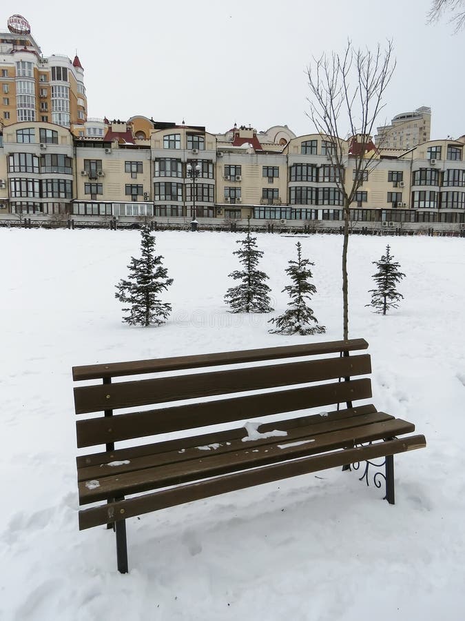 Spring city in the snow stock photos