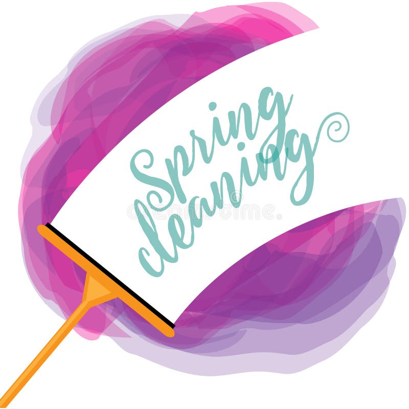 Spring Cleaning cheerful watercolor squeegee design