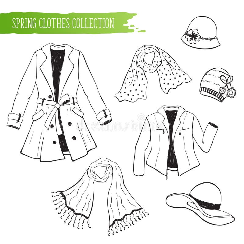 Spring clothing collection stock vector. Illustration of monochrome ...