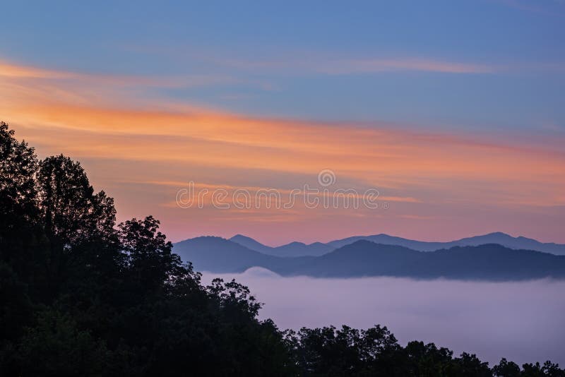 Spring sunrise from the West Foothills Parkway, Great Smoky Mountains National Park, Tennessee, US. Spring sunrise from the West Foothills Parkway, Great Smoky Mountains National Park, Tennessee, US