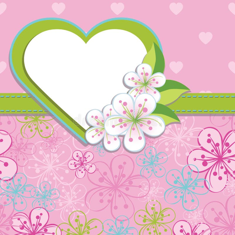Spring Design template.Cherry flowers background a