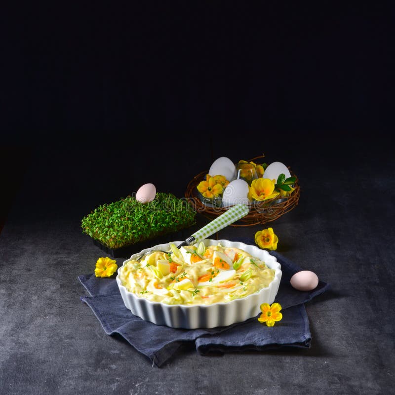 A Spring Egg Salad Chives and Delicious Mayonnaise Stock Photo Image