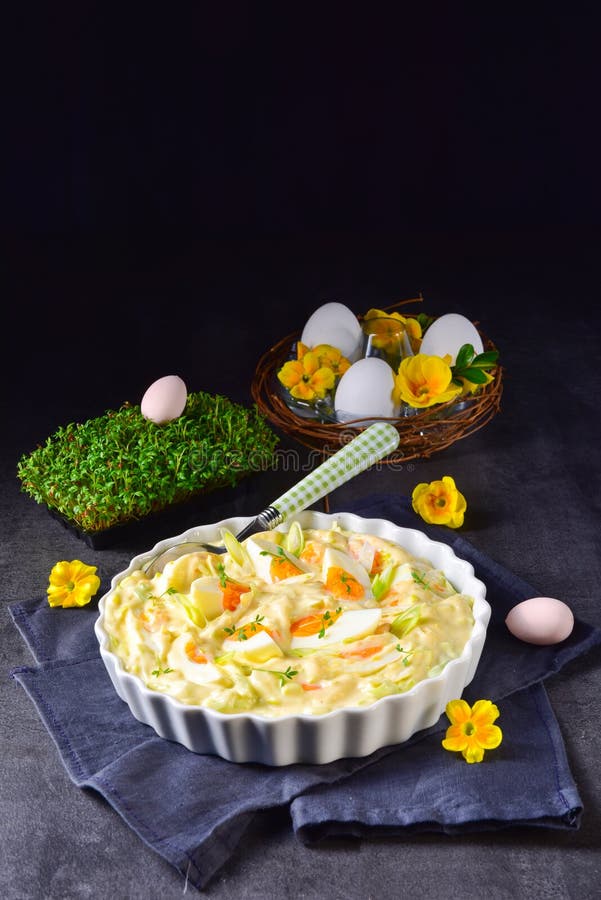 A Spring Egg Salad Chives and Delicious Mayonnaise Stock Image Image