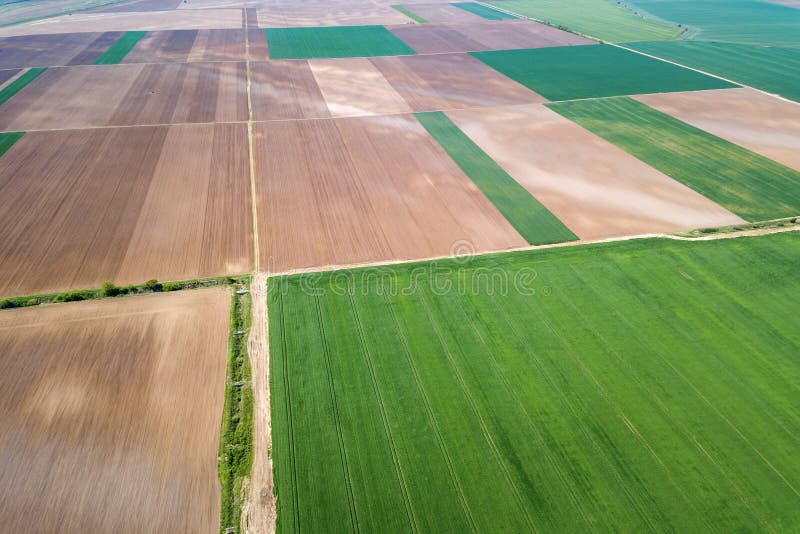 Spring Fields. Aerial View of Agricultural Fields Stock Image - Image ...
