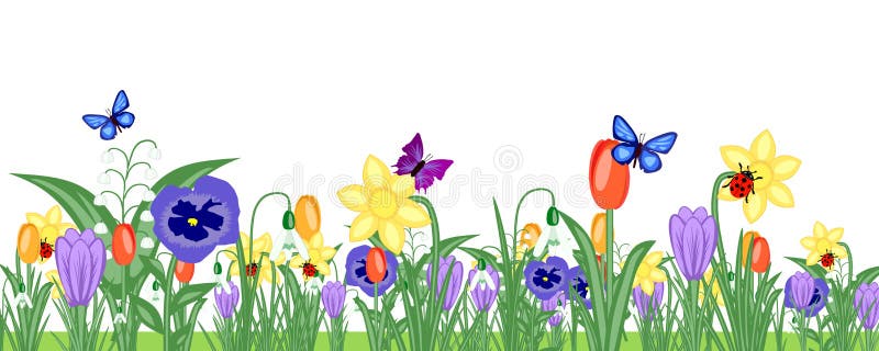Spring Flower Meadow Banner Stock Illustration - Illustration of spring