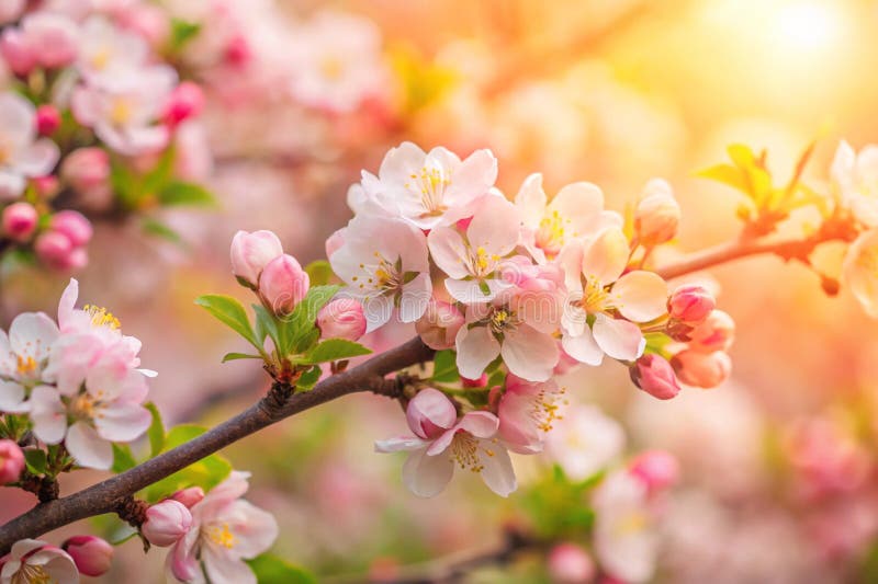 Spring flowers background in peach fuzz color. stock illustration