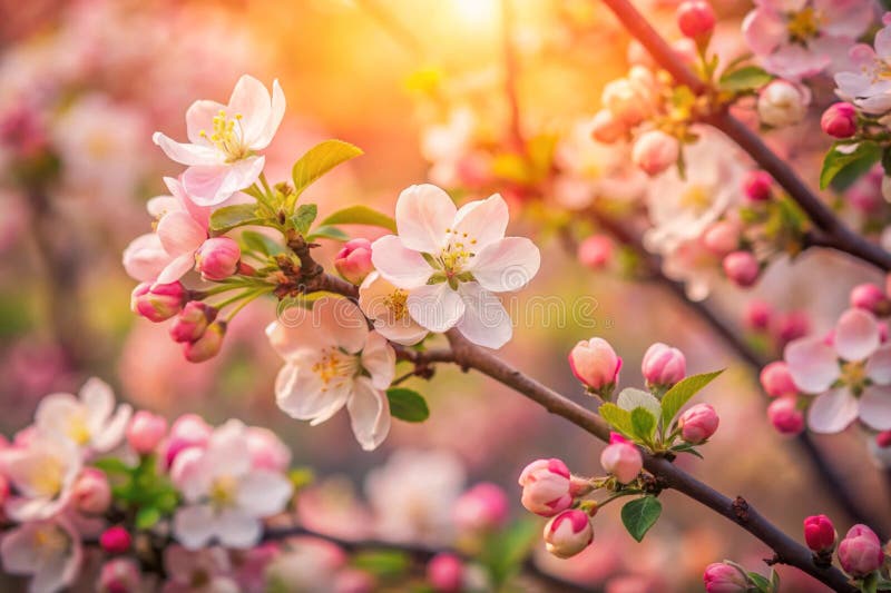 Spring flowers background in peach fuzz color. stock illustration