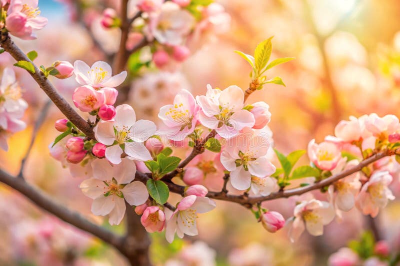 Spring flowers background in peach fuzz color. vector illustration