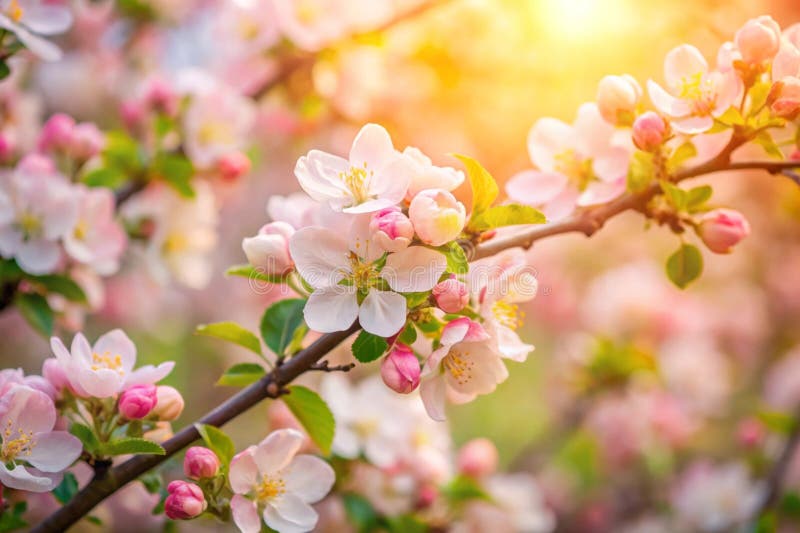 Spring flowers background in peach fuzz color. vector illustration