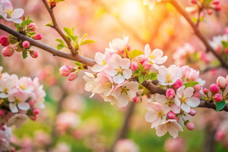 Spring flowers background in peach fuzz color. vector illustration