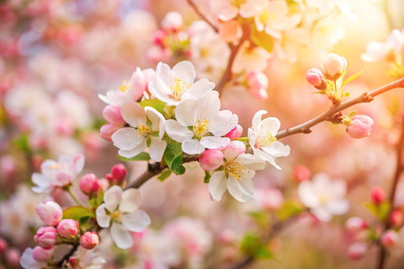 Spring flowers background in peach fuzz color. vector illustration