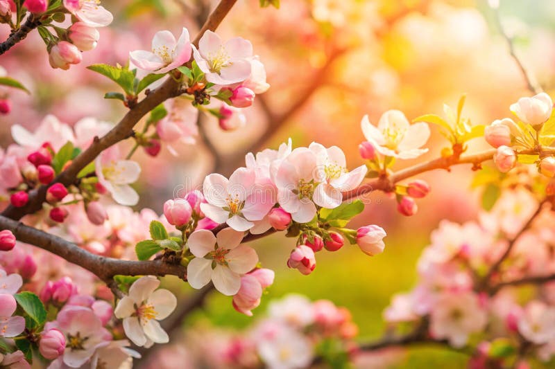 Spring flowers background in peach fuzz color. vector illustration