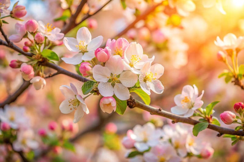 Spring flowers background in peach fuzz color. vector illustration