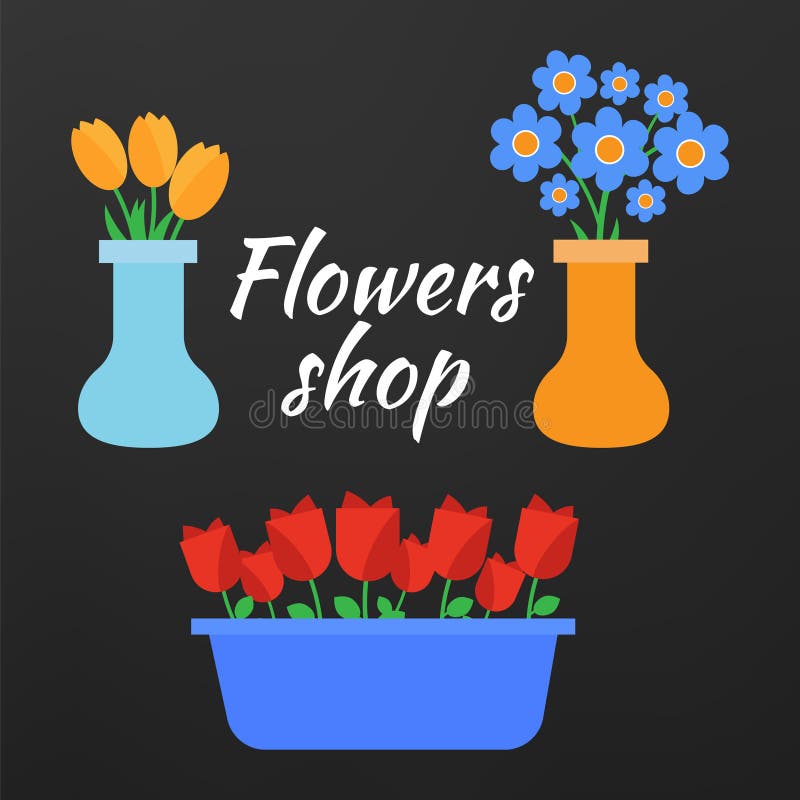 Spring Flowers. Cute Spring Flowers Icons Stock Illustration