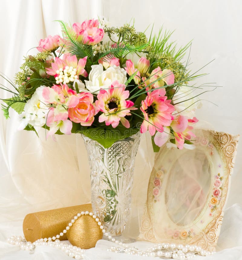 Spring flowers in a glass vase