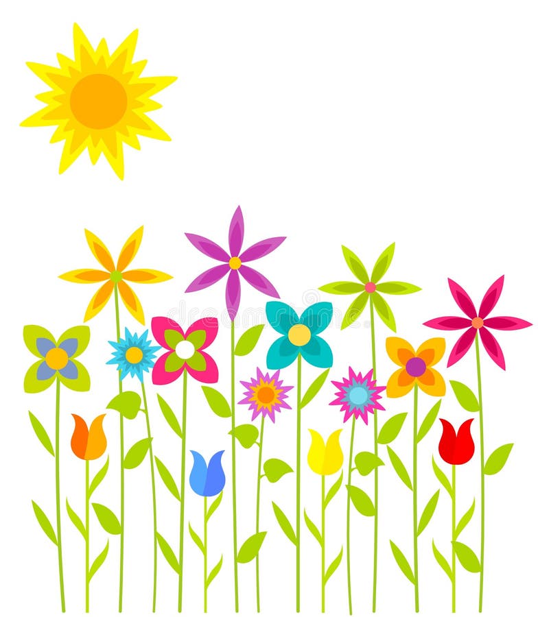 Flowers on meadow stock illustration. Illustration of colorful - 17907485