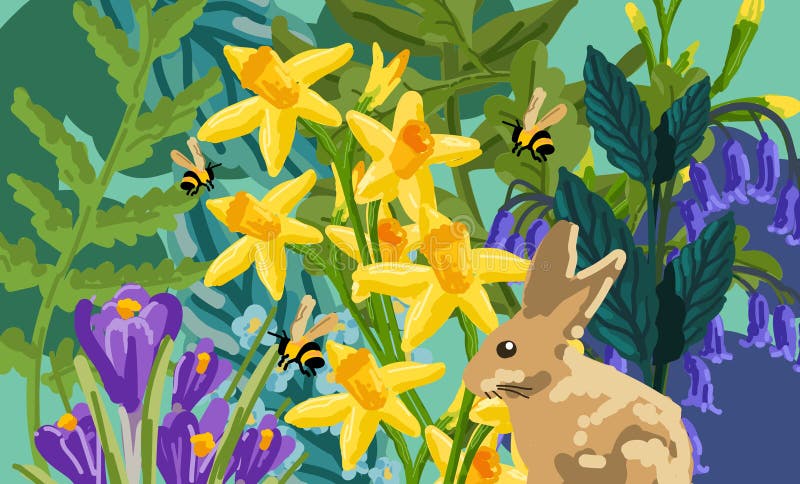 Spring Flowers Modern Textured Pattern Background vector illustration