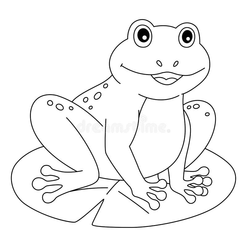 Spring Frog Isolated Coloring Page for Kids