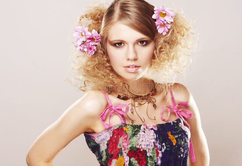 Spring girl stock photos