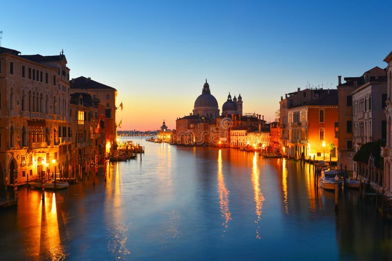 Spring Grand Canal Panorama at Dawn, Venice, Italy Stock Image - Image ...