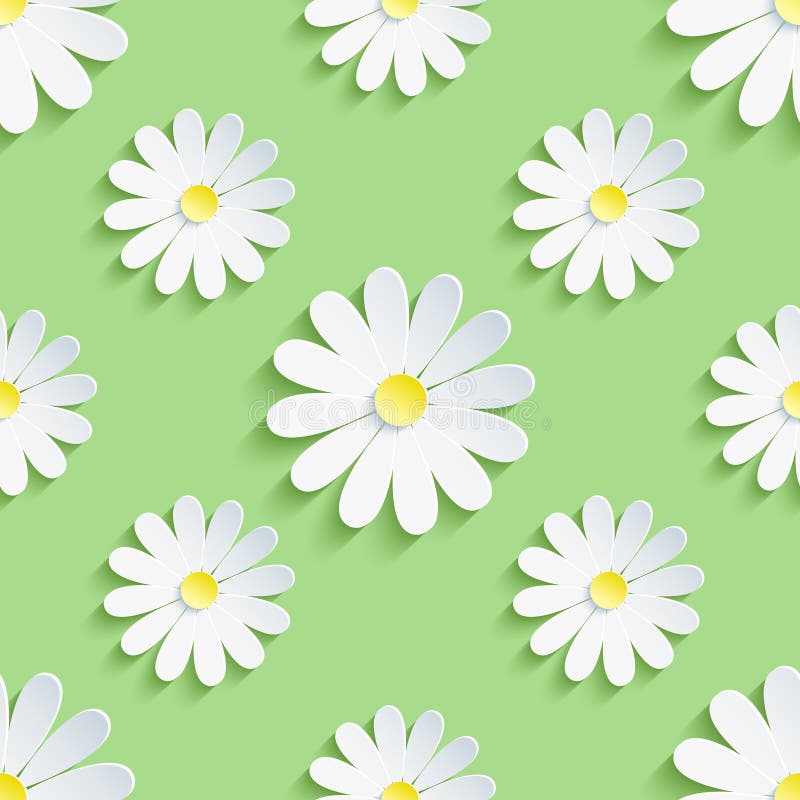 Model de fundal verde de primăvară fără sudură cu mușețel stock illustration