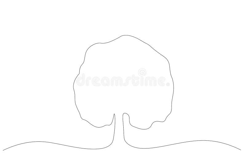 Spring Green Tree Line Drawing, Vector Illustration Stock Vector ...