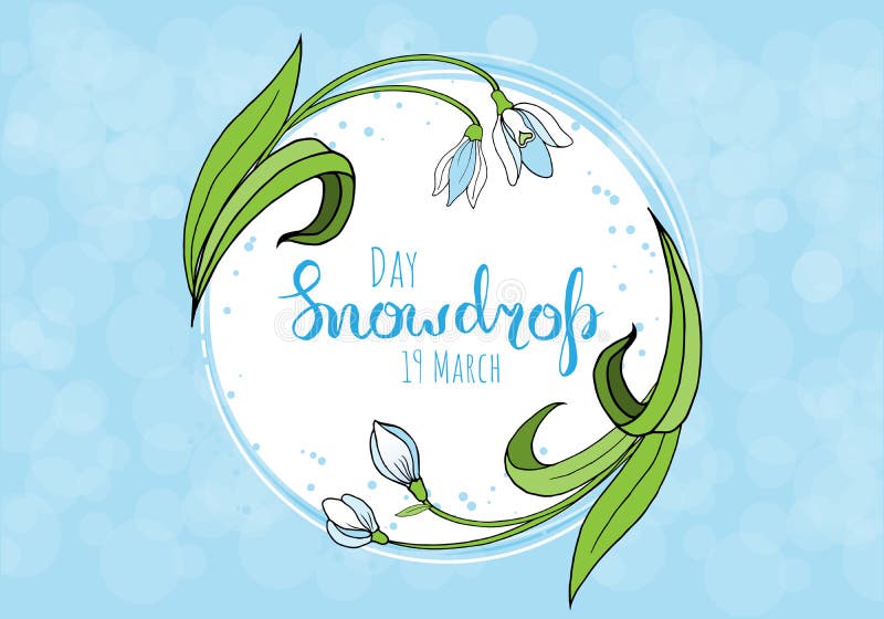 Spring greeting card with snowdrop day. royalty free illustration
