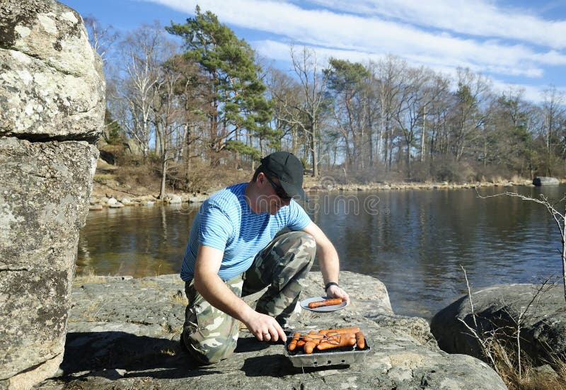 Spring grilling om a sea coast