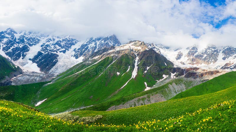 Spring Mountain Landscape in Svaneti, Georgia Stock Photo - Image of ...