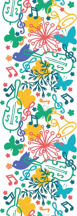  Spring Music Symphony Vertical Seamless Pattern Stock 