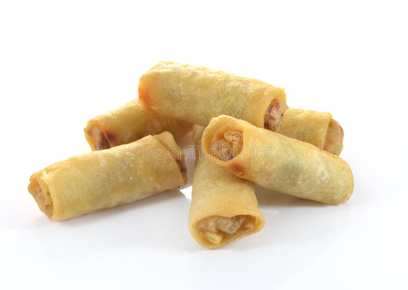 Spring Roll also known as Egg Roll isolated on white.