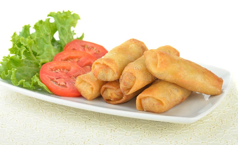 Spring Rolls Food Isolated on White Background Stock Image - Image of ...