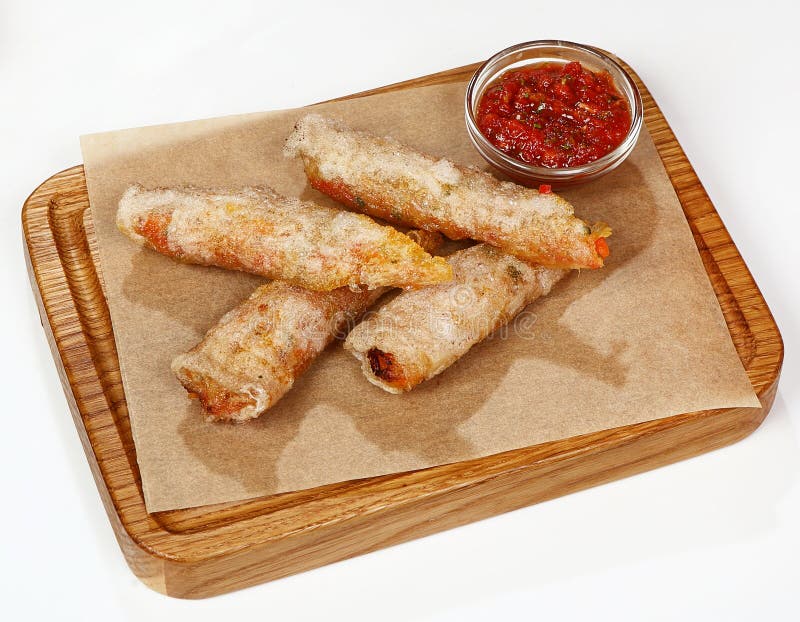 Spring Rolls with Vegetables. Crispy Rolls in Tempura Stock Photo